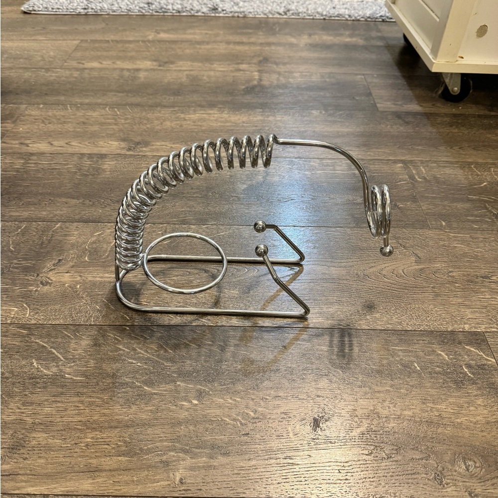 Vintage Atomic Metal Chrome Wine Bottle Holder